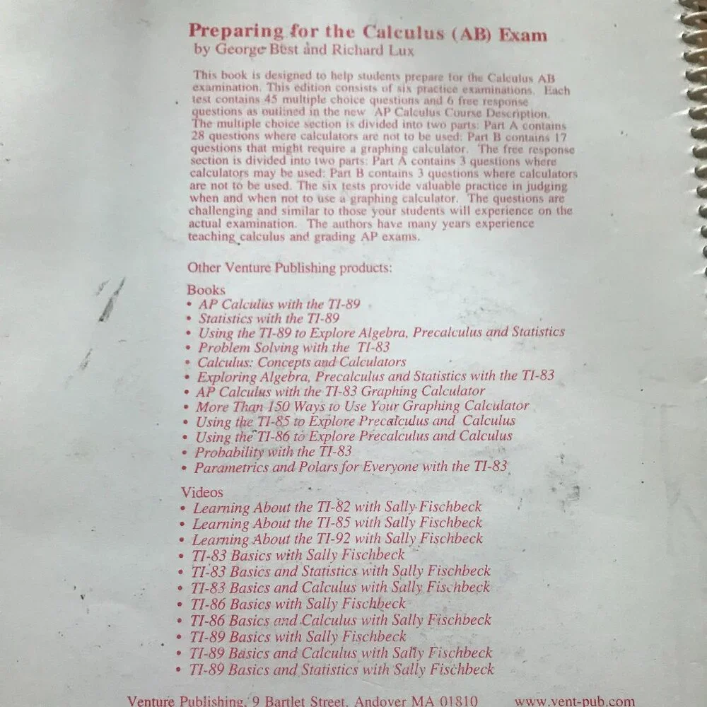 Preparing for the Ap Calculus Examination-Ab Paperback